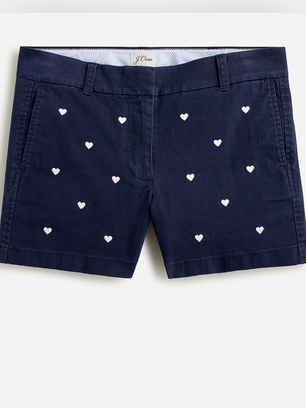 J.Crew Embroidered Heart Chino Shorts | Size 4 | Navy